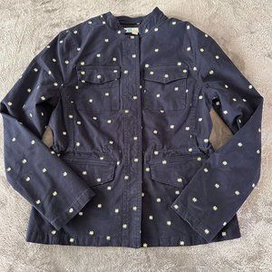 Boden Carly Daisy Embroidered Navy Utility Jacket Women's 6
